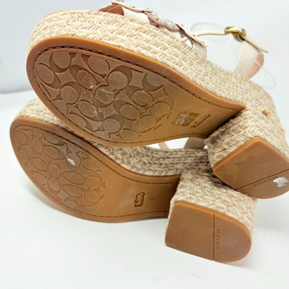 Coach Jae Link Tea Rose Floral Espadrille Sandal Chalk Multi Size 8 - Picture 8 of 9